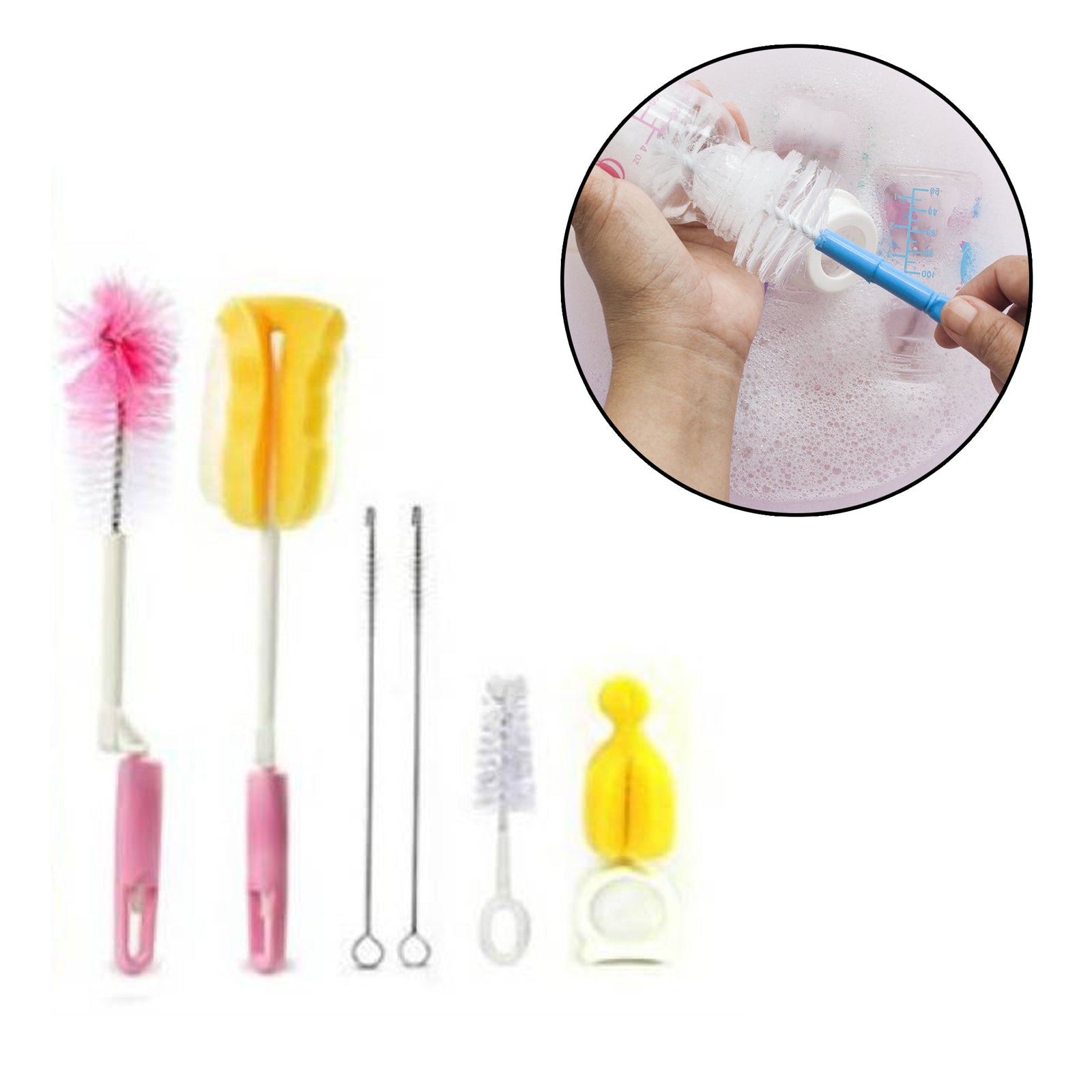 Safe-O-Kid Baby Milk Bottle Nipple Straw Brush Sponge Nylon