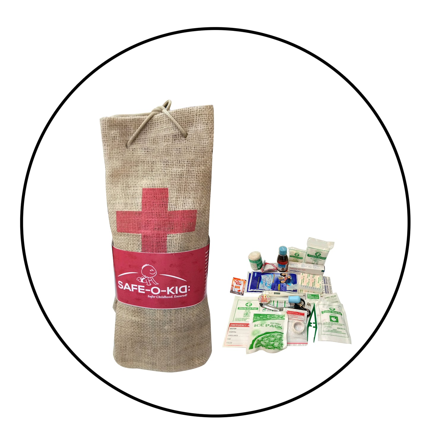Safe-O-Kid- First Aid Kit with Jute Bag- Safety Essential for Every Home