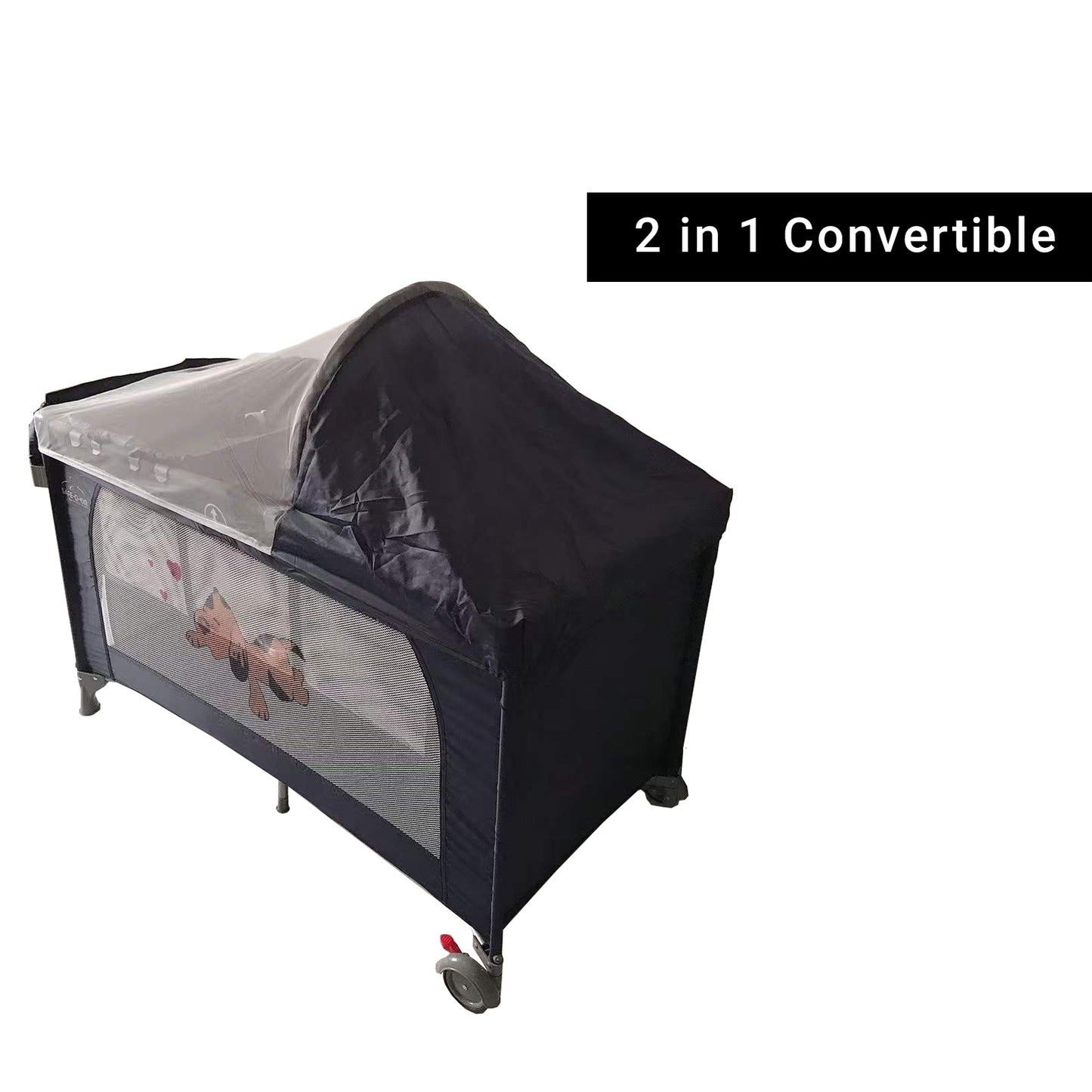 Safe-O-Kid Baby Crib/ Cot, 2 in 1 Convertible Cot, Baby Playpen Playard for Kids/Toddlers, Mosquito Net, Folding Baby Bed Cum Cot