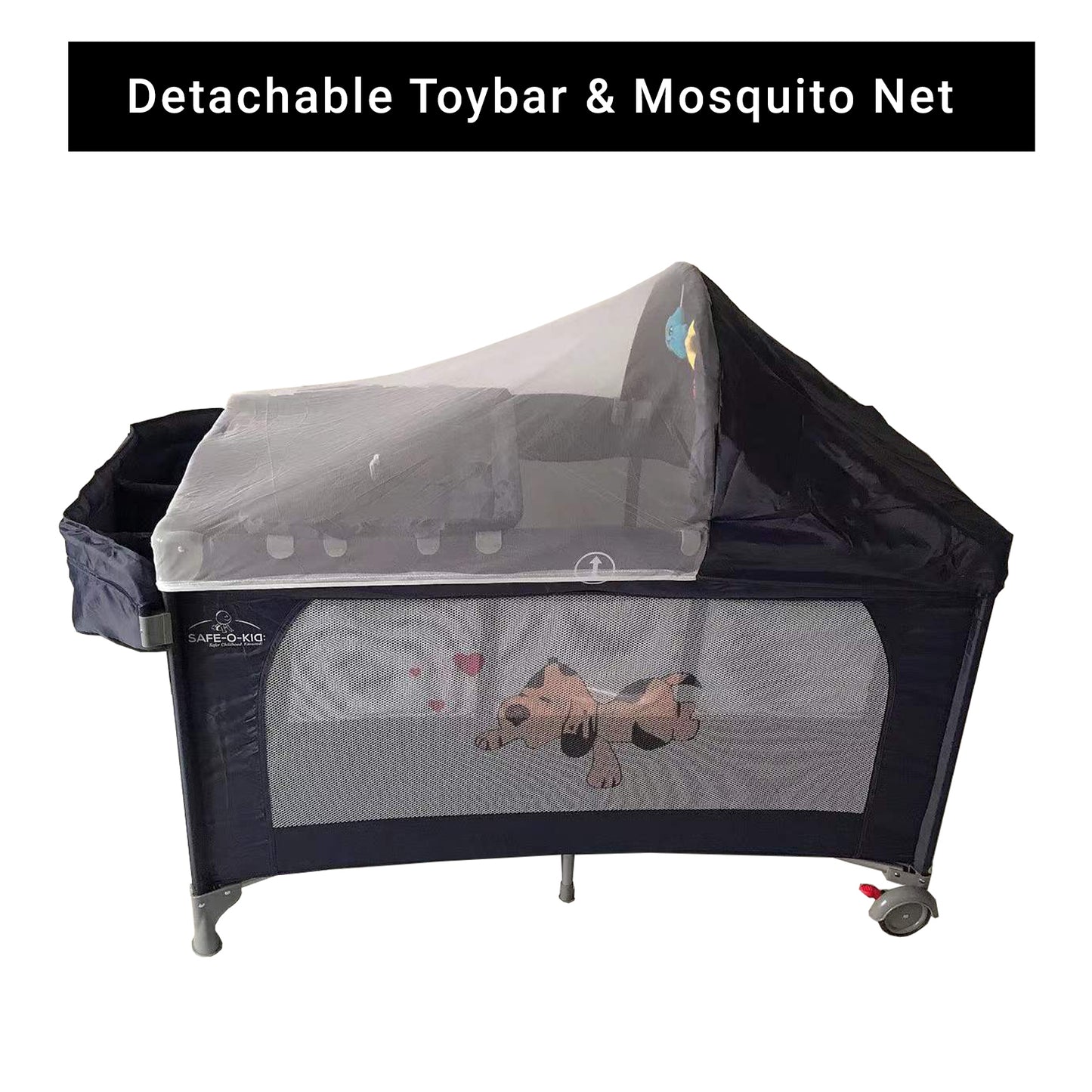 Safe-O-Kid Baby Crib/ Cot, 2 in 1 Convertible Cot, Baby Playpen Playard for Kids/Toddlers, Mosquito Net, Folding Baby Bed Cum Cot
