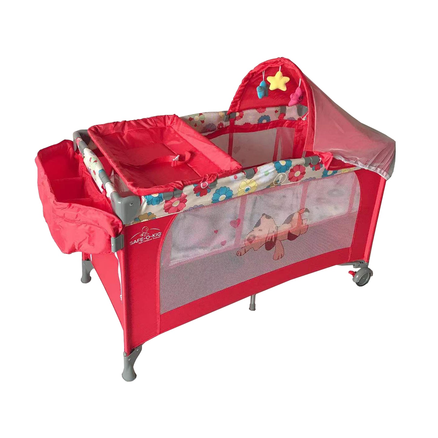 Safe-O-Kid Baby Crib/ Cot, 2 in 1 Convertible Cot, Baby Playpen Playard for Kids/Toddlers, Mosquito Net, Folding Baby Bed Cum Cot