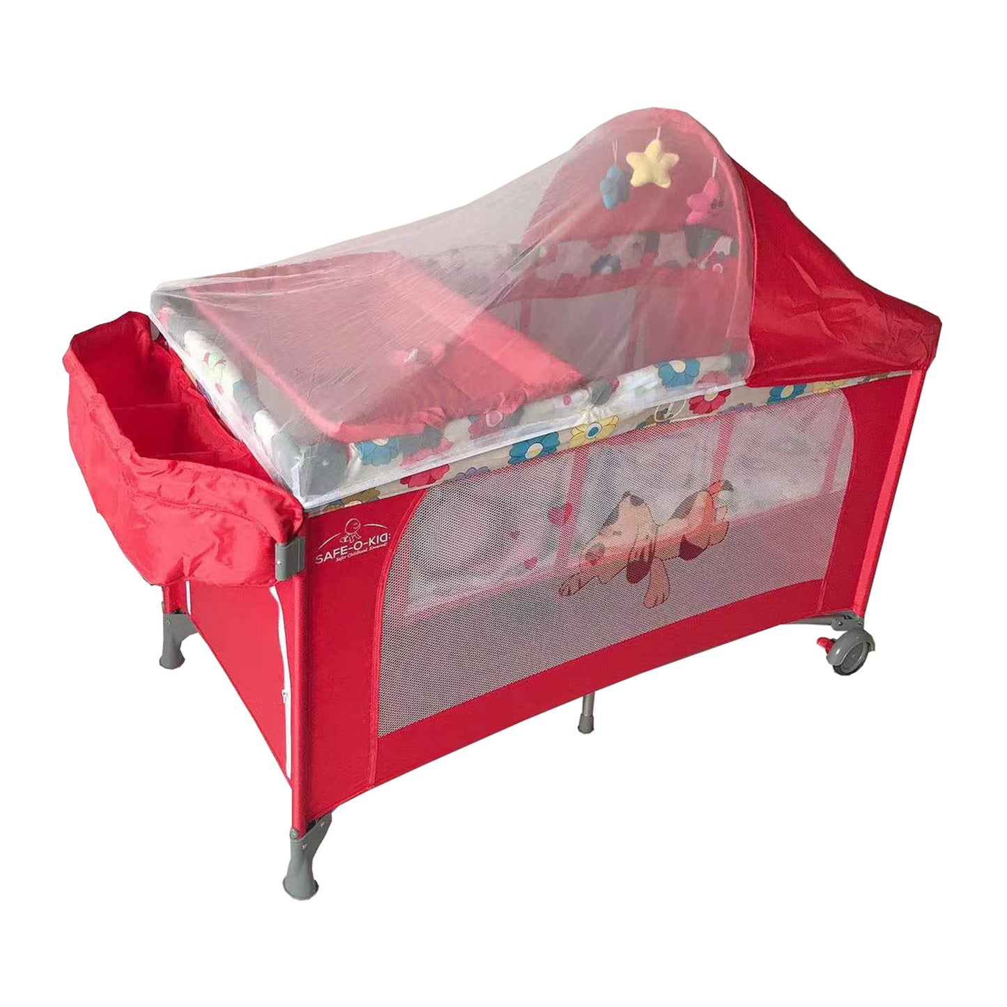 Safe-O-Kid Baby Crib/ Cot, 2 in 1 Convertible Cot, Baby Playpen Playard for Kids/Toddlers, Mosquito Net, Folding Baby Bed Cum Cot