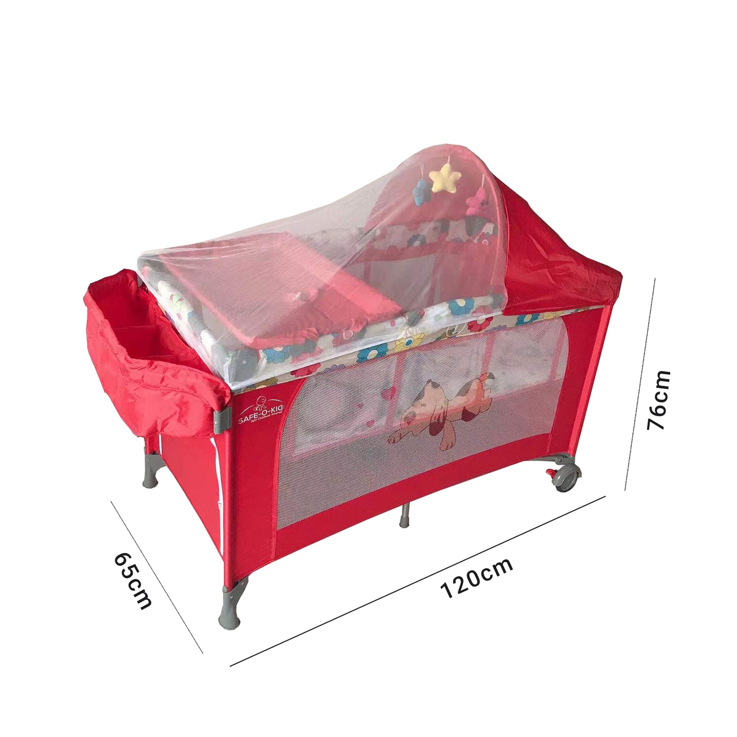 Safe-O-Kid Baby Crib/ Cot, 2 in 1 Convertible Cot, Baby Playpen Playard for Kids/Toddlers, Mosquito Net, Folding Baby Bed Cum Cot