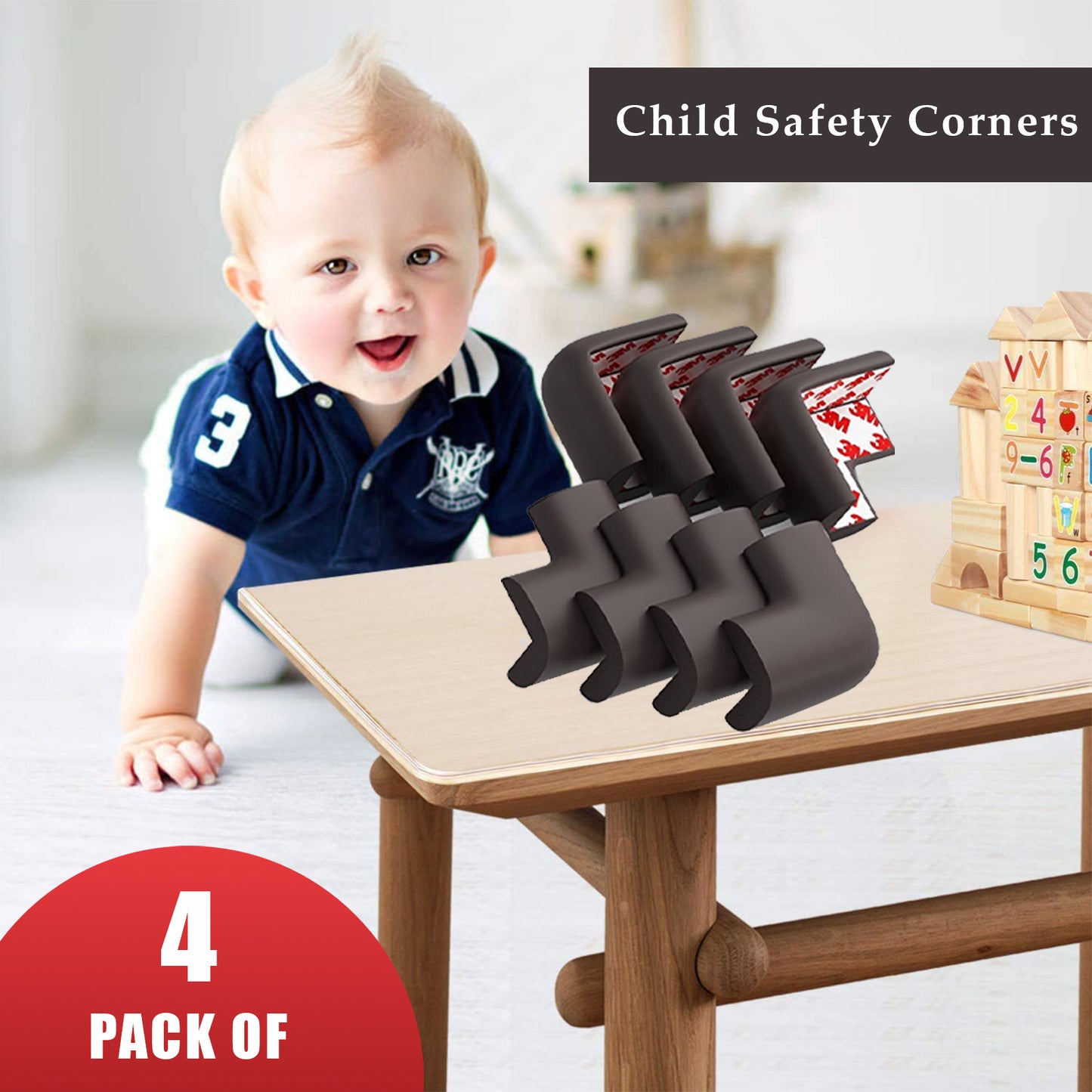 Safe-O-Kid-Baby Safety From Head Injury - High Density U-Shaped Large Nbr Corner Cushions/Guards