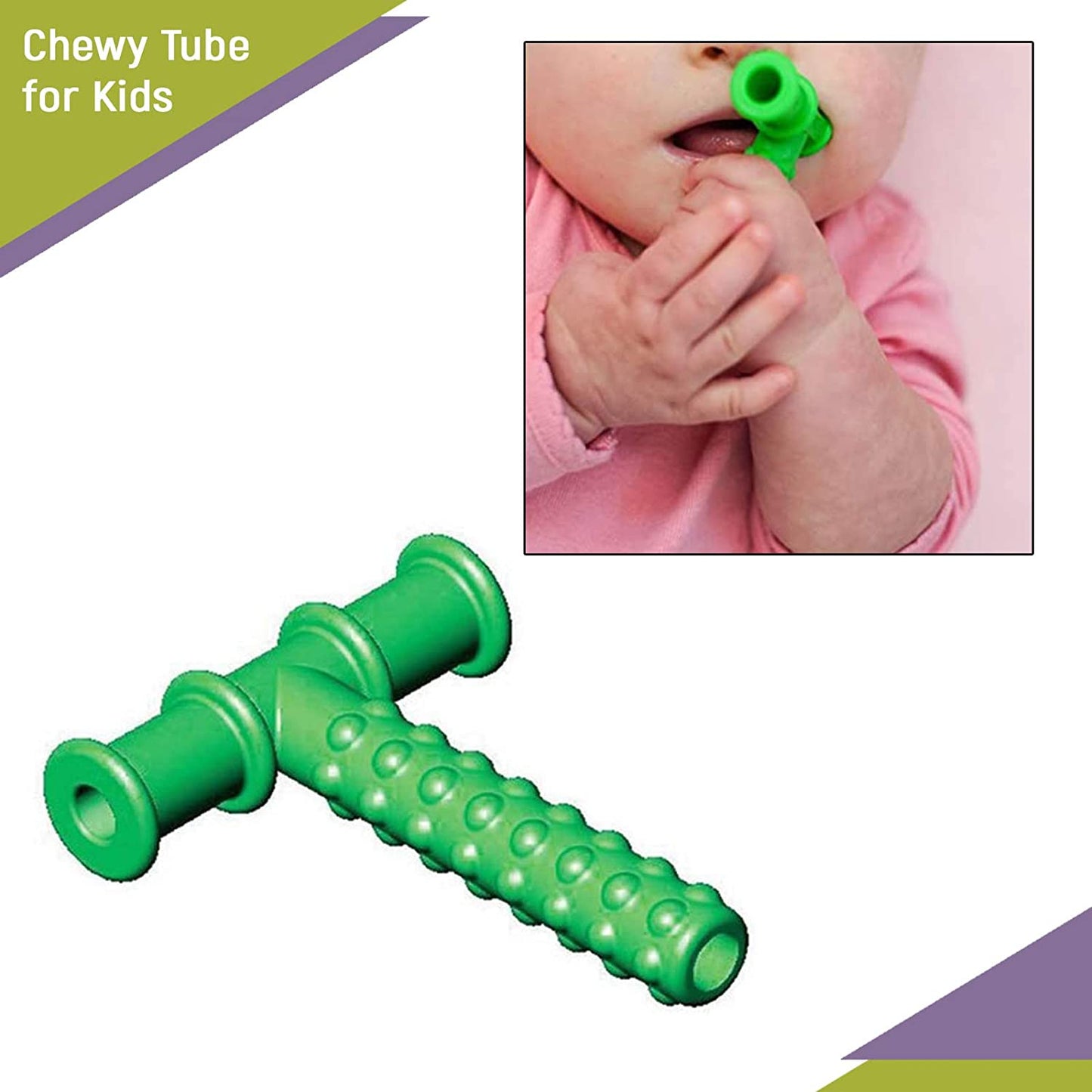 Safe-O-Kid - Non-Toxic, Develop Baby's Biting Skills Safely, Texture Chewy Tube for Toddler