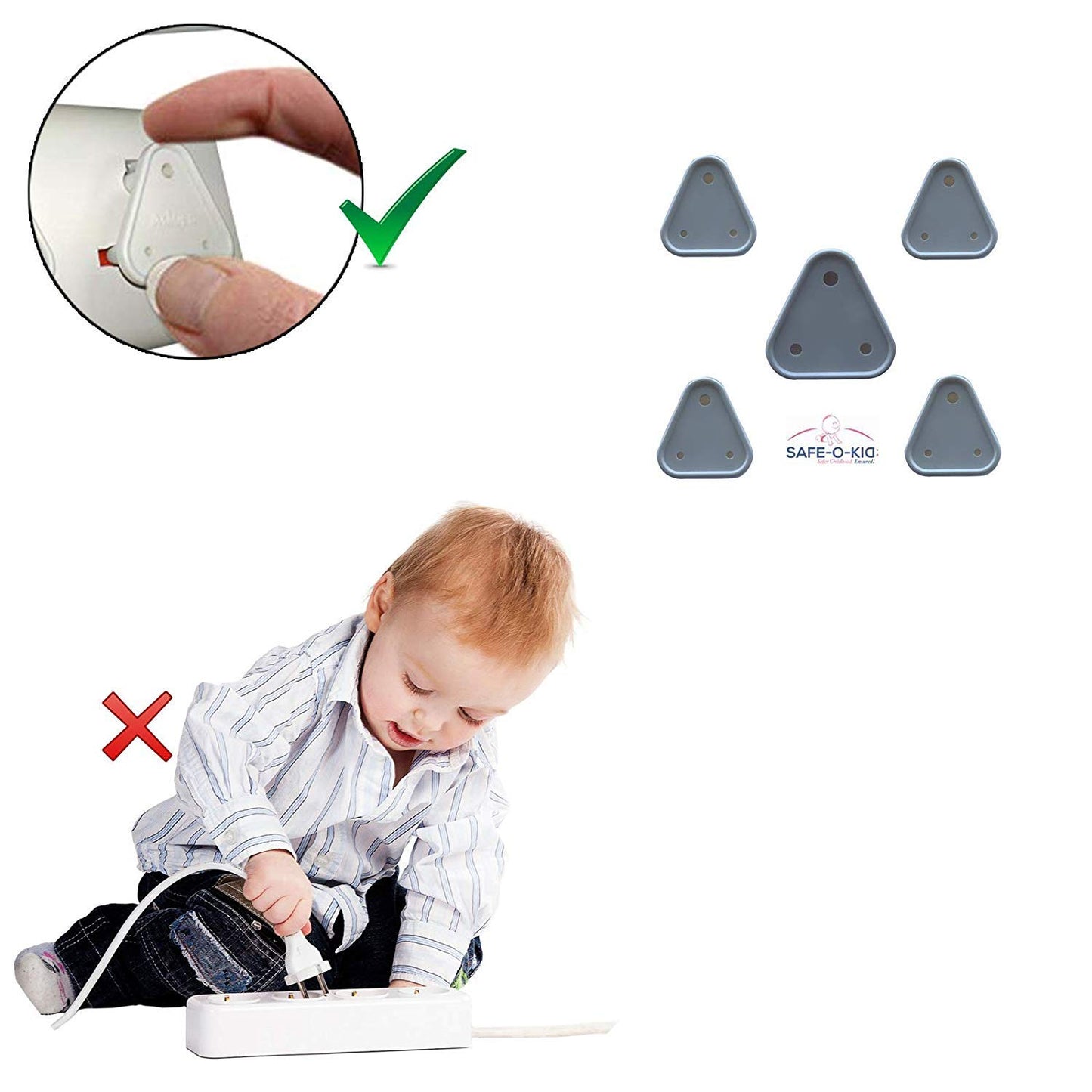 Safe-O-Kid - Baby Proofing Electrical Protector Socket Plug Cover Guards | Open Sockets Guard | Electric Plugs Cover