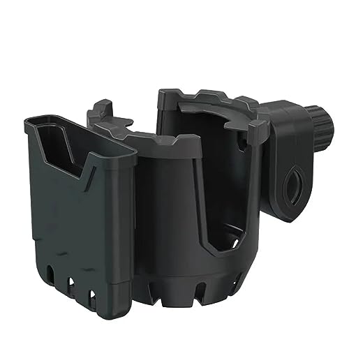 Stroller Cup Holder with Phone Organizer/Holder, Universal Cup Holder for Bottle with Handle, 360 Degrees Rotation Bottle Holder for Stroller, Pushchair, Wheelchair, Walker
