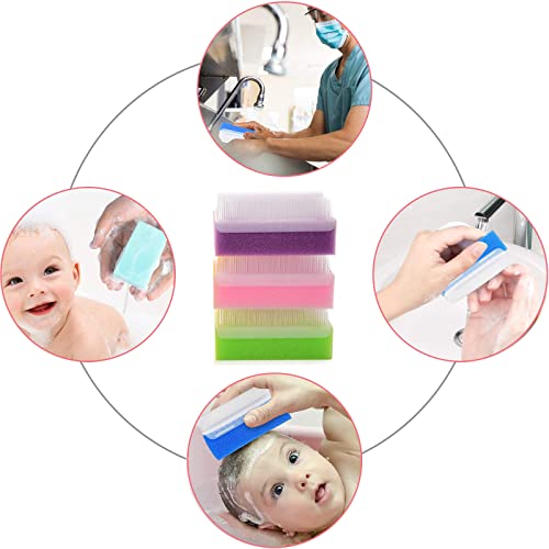 Bathing Soft Foam Sponge Sensory Scrubber with Bristle Brush, Cradle Cap - Gentle on Cleaning Infant for Body, Hair, and Scalp