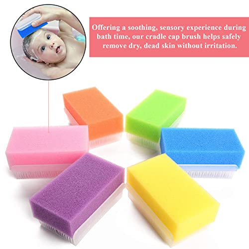 Bathing Soft Foam Sponge Sensory Scrubber with Bristle Brush, Cradle Cap - Gentle on Cleaning Infant for Body, Hair, and Scalp
