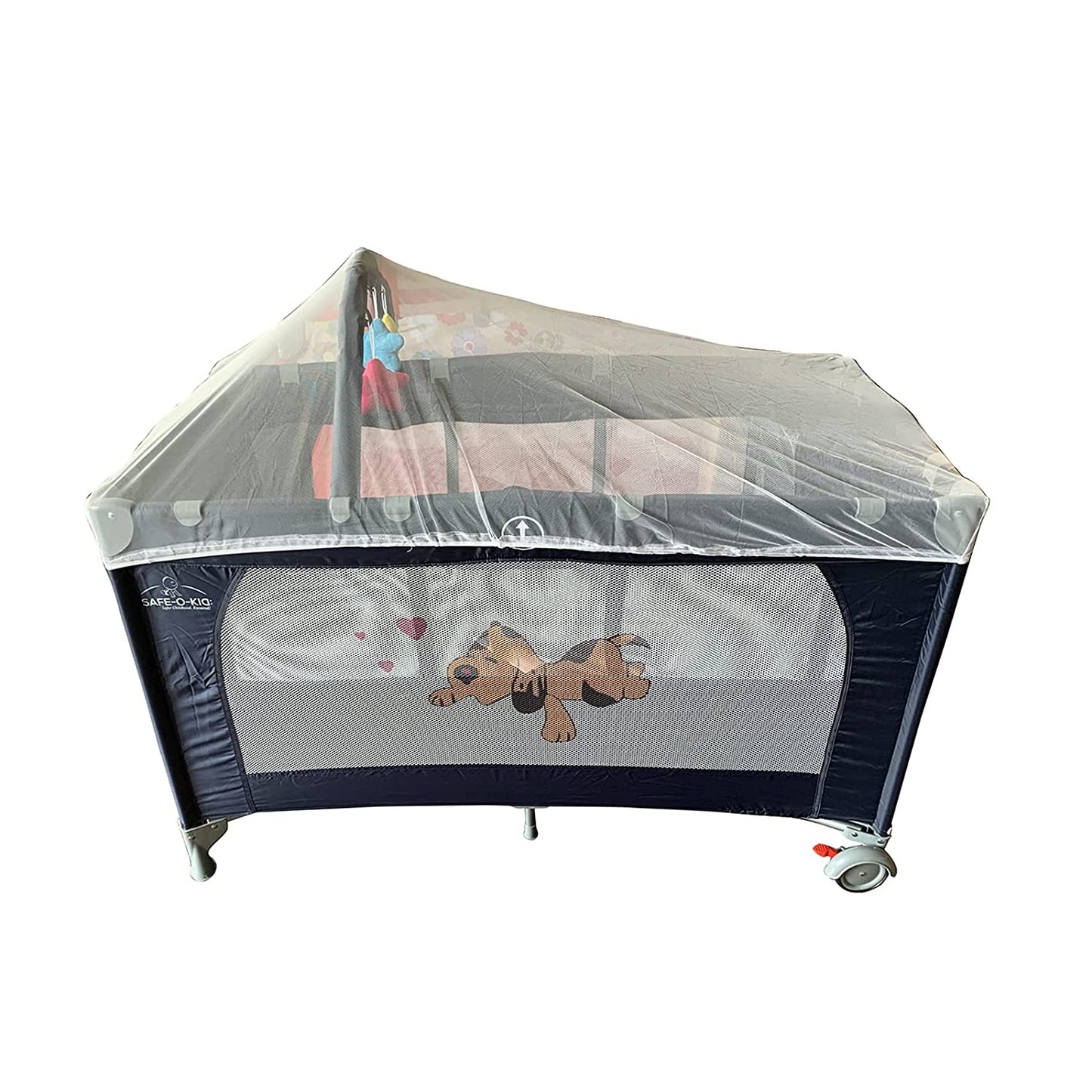 Safe-O-Kid Baby Crib/ Cot, 2 in 1 Convertible Cot, Baby Playpen Playard for Kids/Toddlers, Mosquito Net, Folding Baby Bed Cum Cot