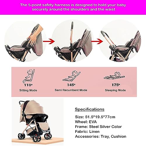 Safe-O-Kid Baby Travel Stroller/Pram for New Born/Toddler/Kid with Food Tray for 0 to 3 Years Travel Friendly with Full Canopy, 5 Point Safety Harness,Adjustable backrest, 360 Swivel Wheel