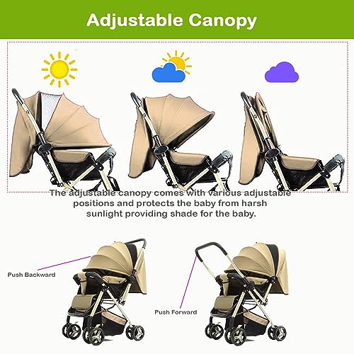 Safe-O-Kid Baby Travel Stroller/Pram for New Born/Toddler/Kid with Food Tray for 0 to 3 Years Travel Friendly with Full Canopy, 5 Point Safety Harness,Adjustable backrest, 360 Swivel Wheel