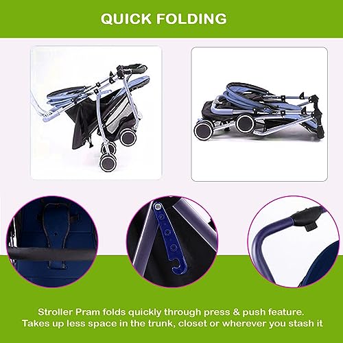 Safe-O-Kid Baby Travel Stroller/Pram for New Born/Toddler/Kid with Food Tray for 0 to 3 Years Travel Friendly with Full Canopy, 5 Point Safety Harness,Adjustable backrest, 360 Swivel Wheel