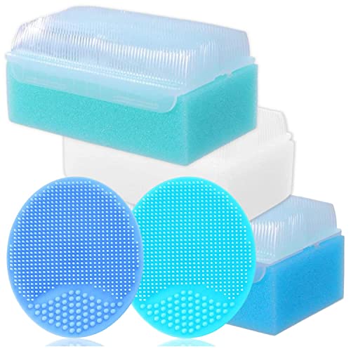 Bathing Soft Foam Sponge Sensory Scrubber with Bristle Brush, Cradle Cap - Gentle on Cleaning Infant for Body, Hair, and Scalp