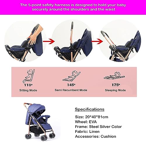Safe-O-Kid Baby Travel Stroller/Pram for New Born/Toddler/Kid with Food Tray for 0 to 3 Years Travel Friendly with Full Canopy, 5 Point Safety Harness,Adjustable backrest, 360 Swivel Wheel
