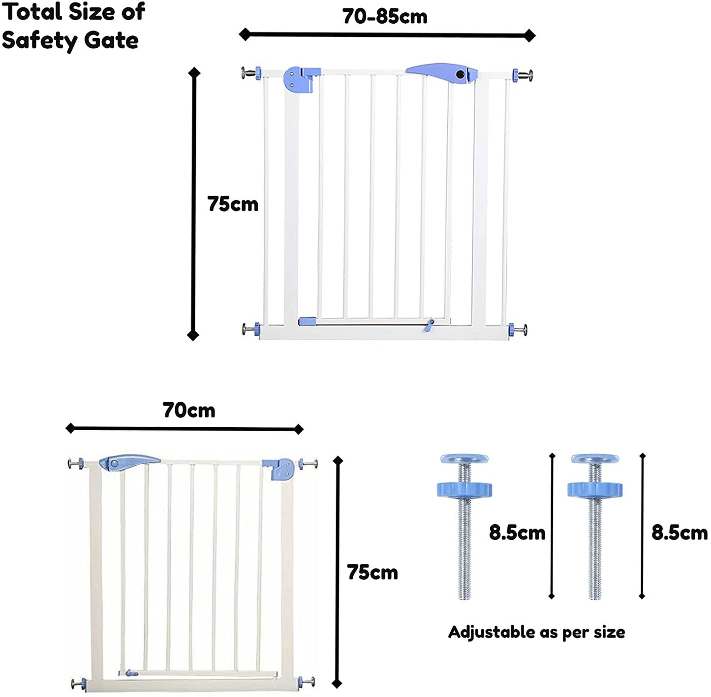 Safe-O-Kid Adjustable Baby & Dog Gate, NO Pressure Mounted, 1 Yr Warranty