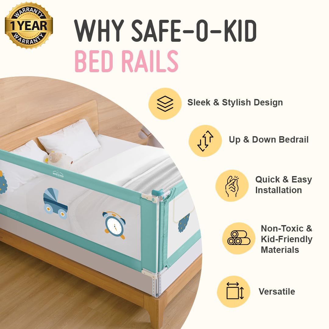 Safe-O-Kid Baby Bed Rail Guard 6ft/182cm with 1 Yr Warranty