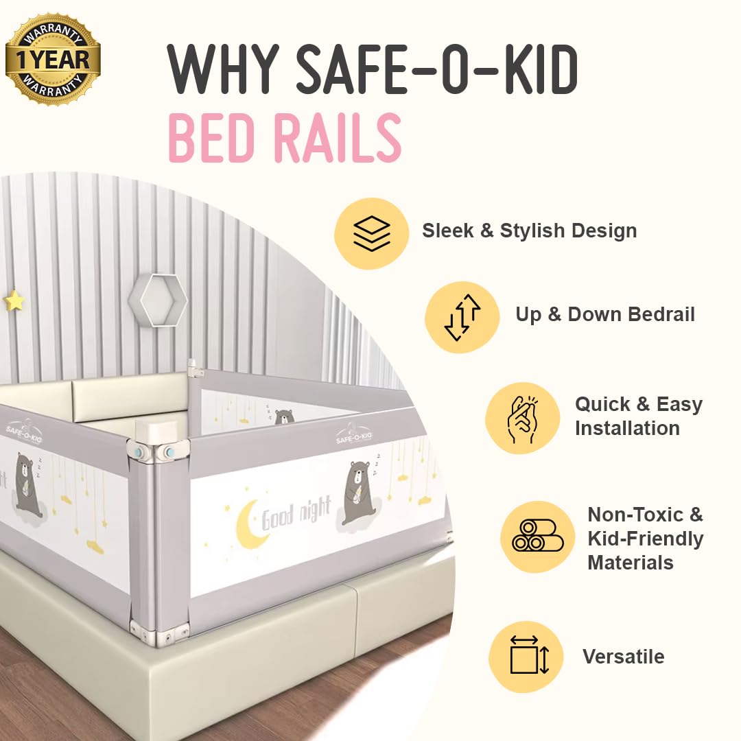 Safe-O-Kid Baby Bed Rail Guard 6ft/182cm with 1 Yr Warranty