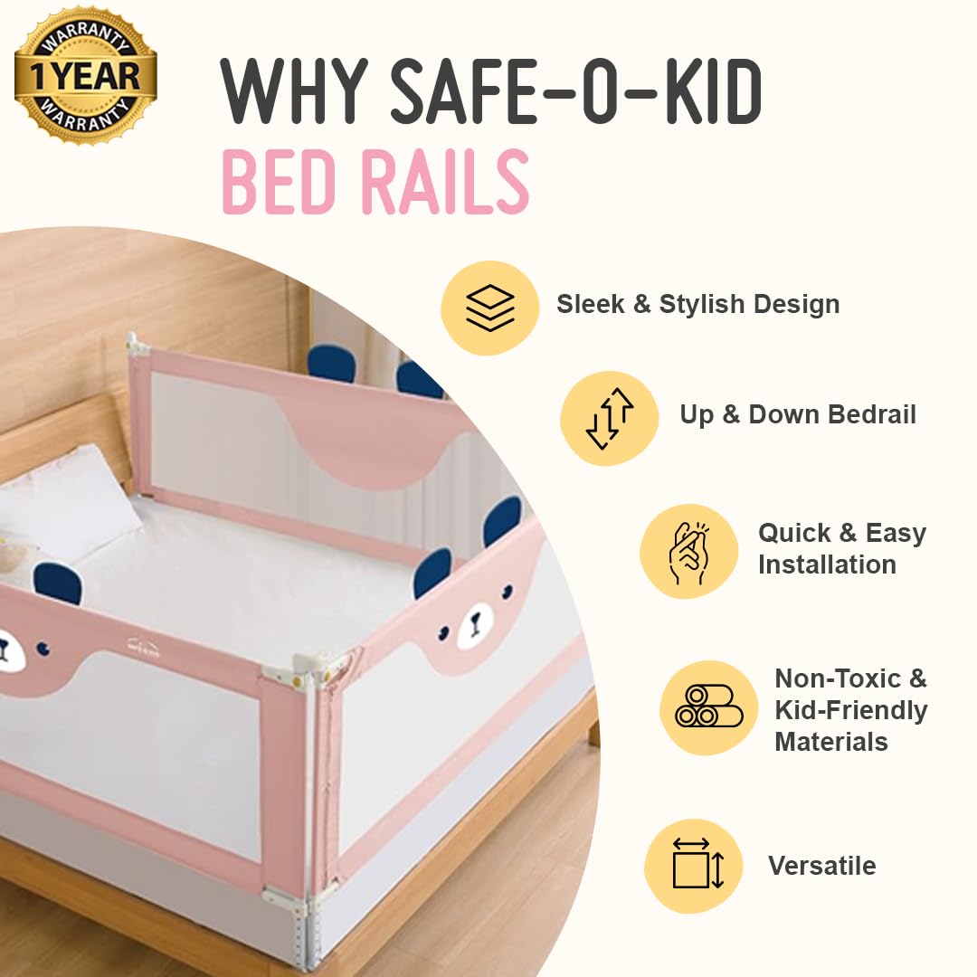 Safe-O-Kid Baby Bed Rail Guard 6ft/182cm with 1 Yr Warranty