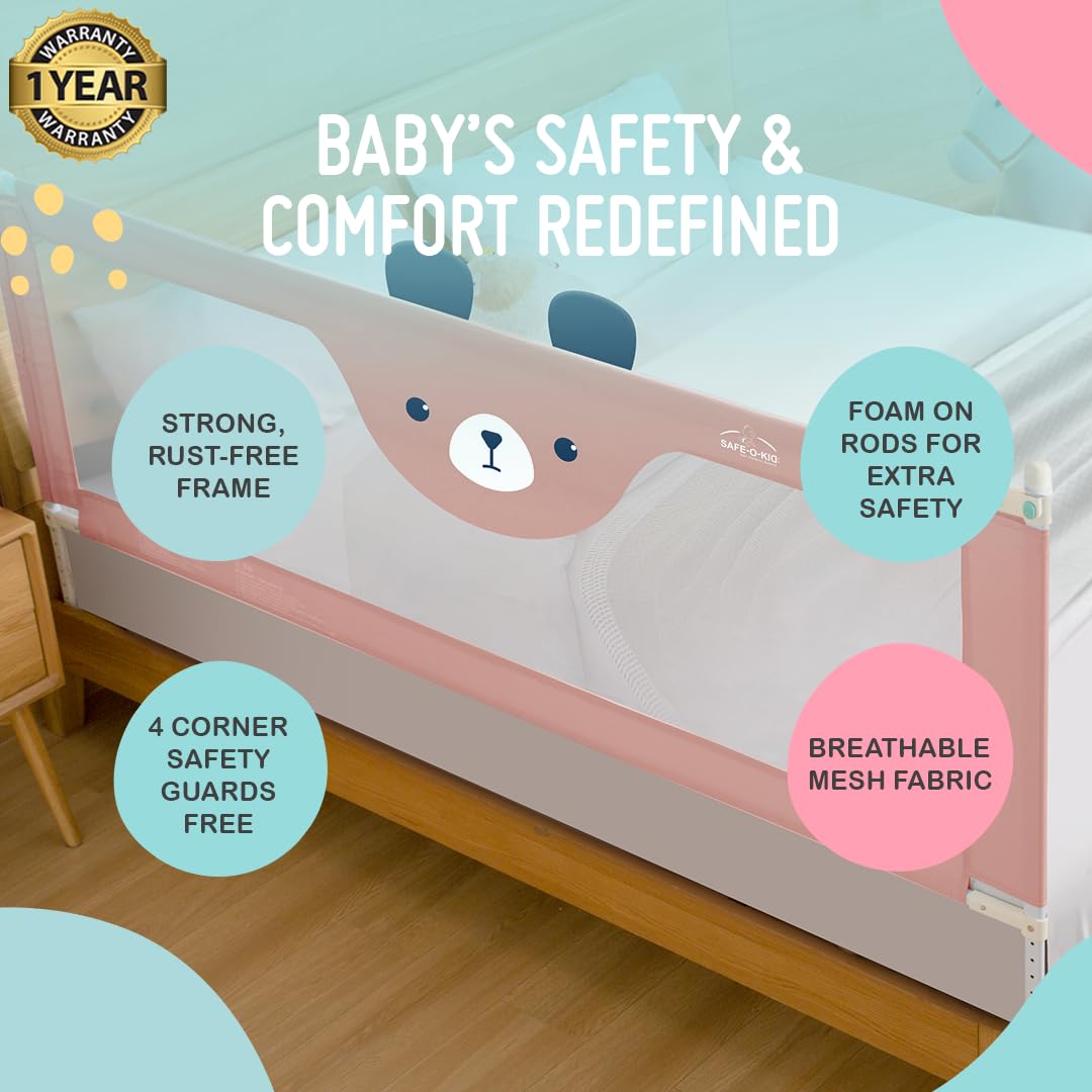 Safe-O-Kid Baby Bed Rail Guard 6ft/182cm with 1 Yr Warranty