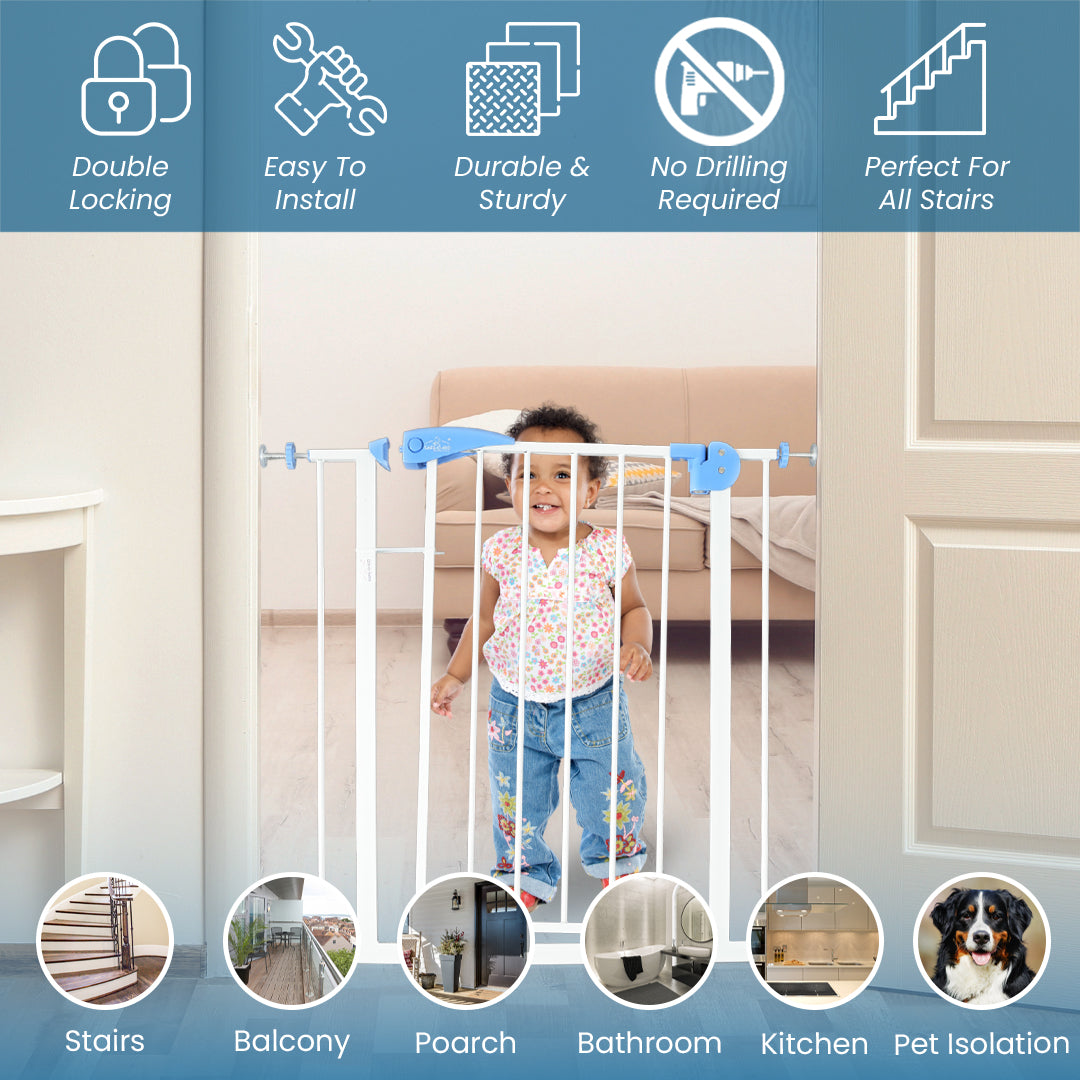 Safe-O-Kid Adjustable Baby & Dog Gate, NO Pressure Mounted, 1 Yr Warranty