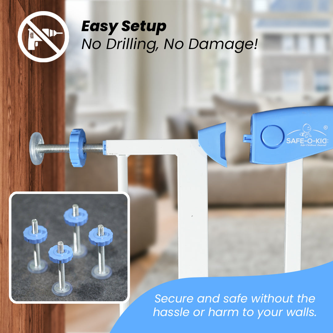Safe-O-Kid Adjustable Baby & Dog Gate, NO Pressure Mounted, 1 Yr Warranty