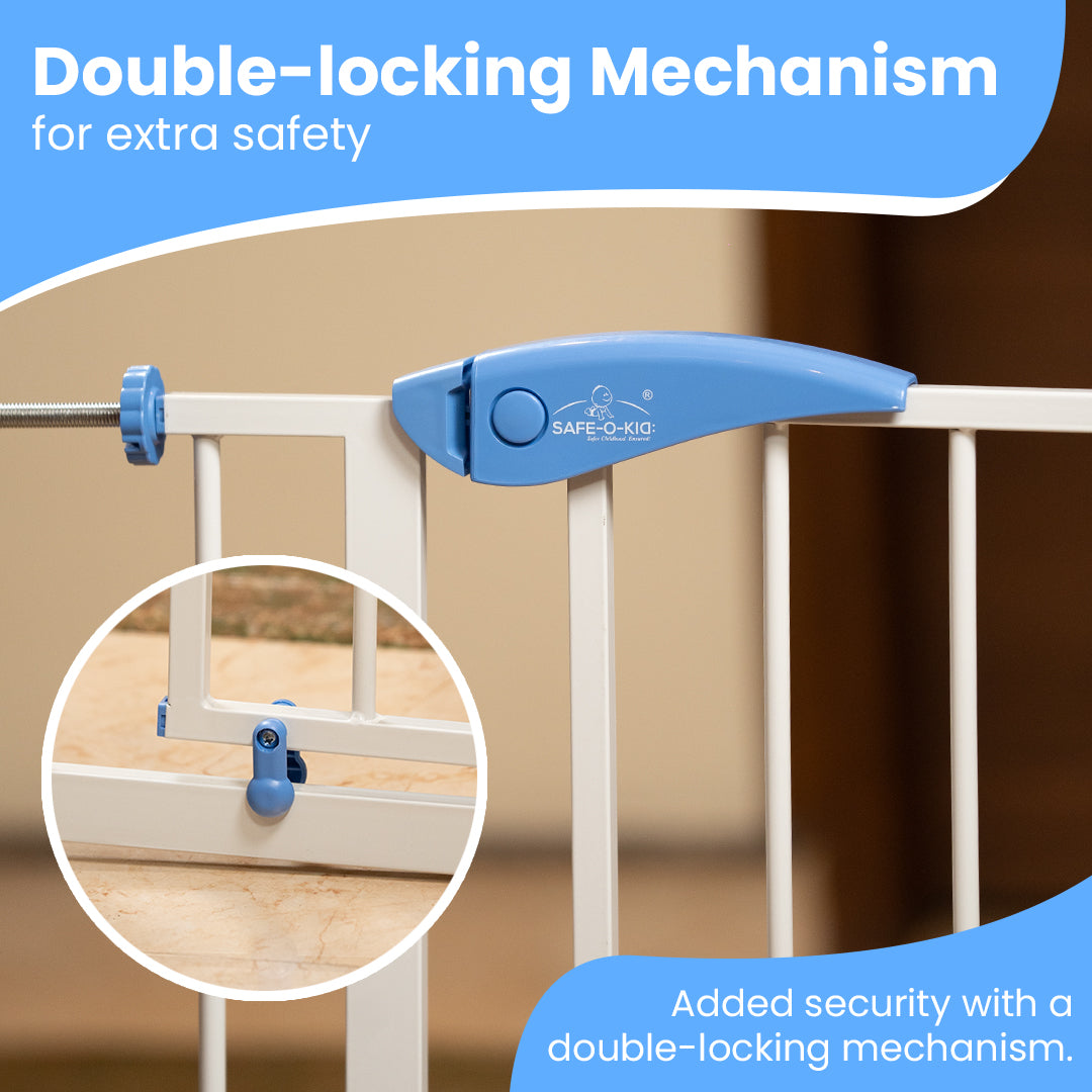 Safe-O-Kid Adjustable Baby & Dog Gate, NO Pressure Mounted, 1 Yr Warranty