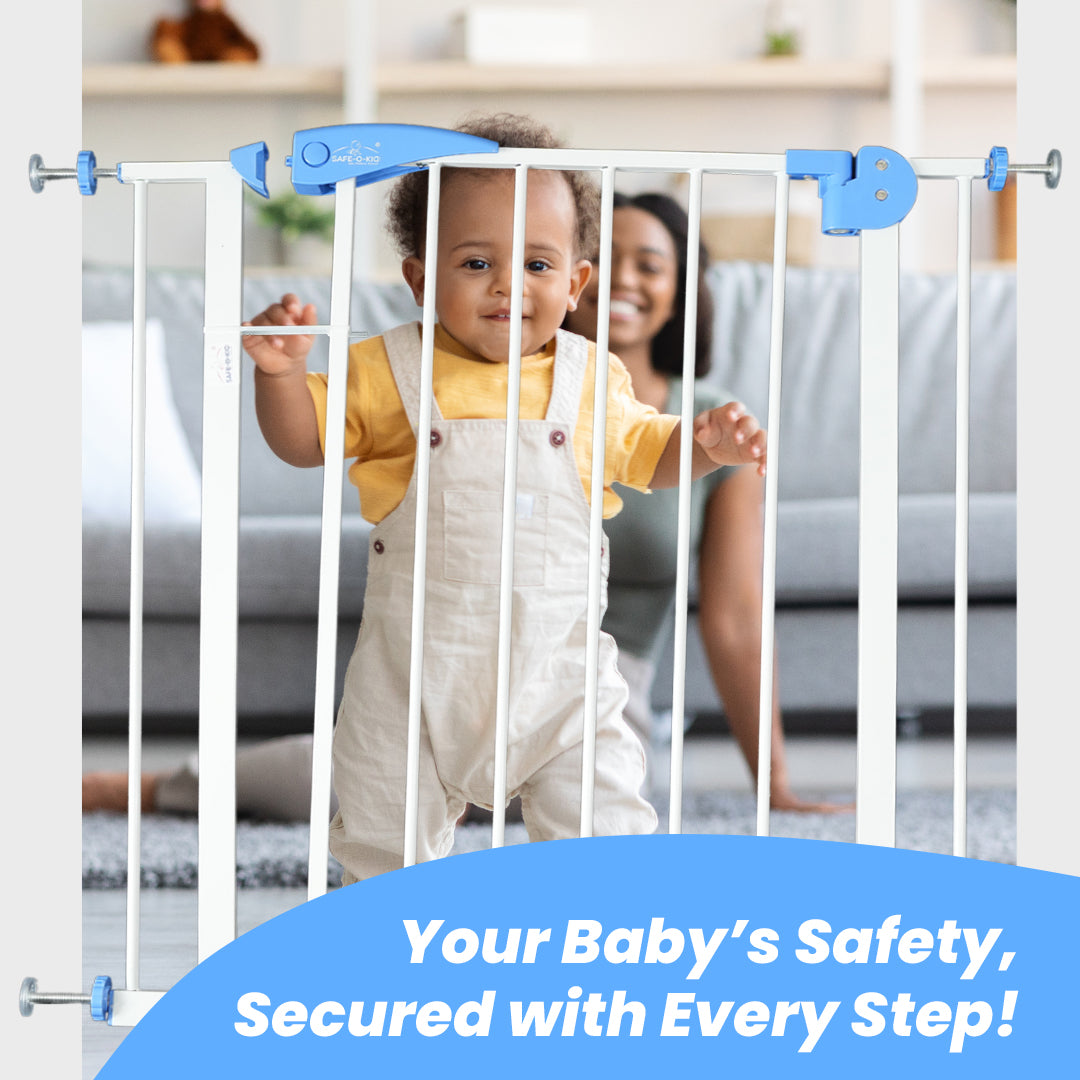 Safe-O-Kid Adjustable Baby & Dog Gate, NO Pressure Mounted, 1 Yr Warranty
