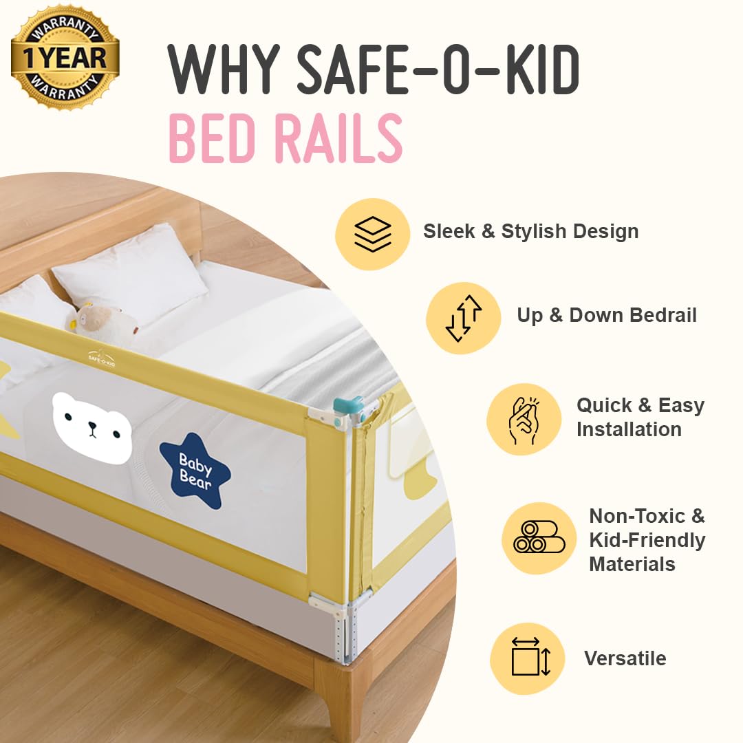 Safe-O-Kid Baby Bed Rail Guard 6ft/182cm with 1 Yr Warranty