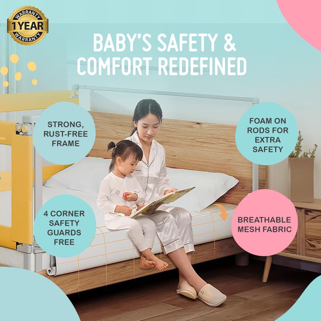 Safe-O-Kid Baby Bed Rail Guard 6ft/182cm with 1 Yr Warranty