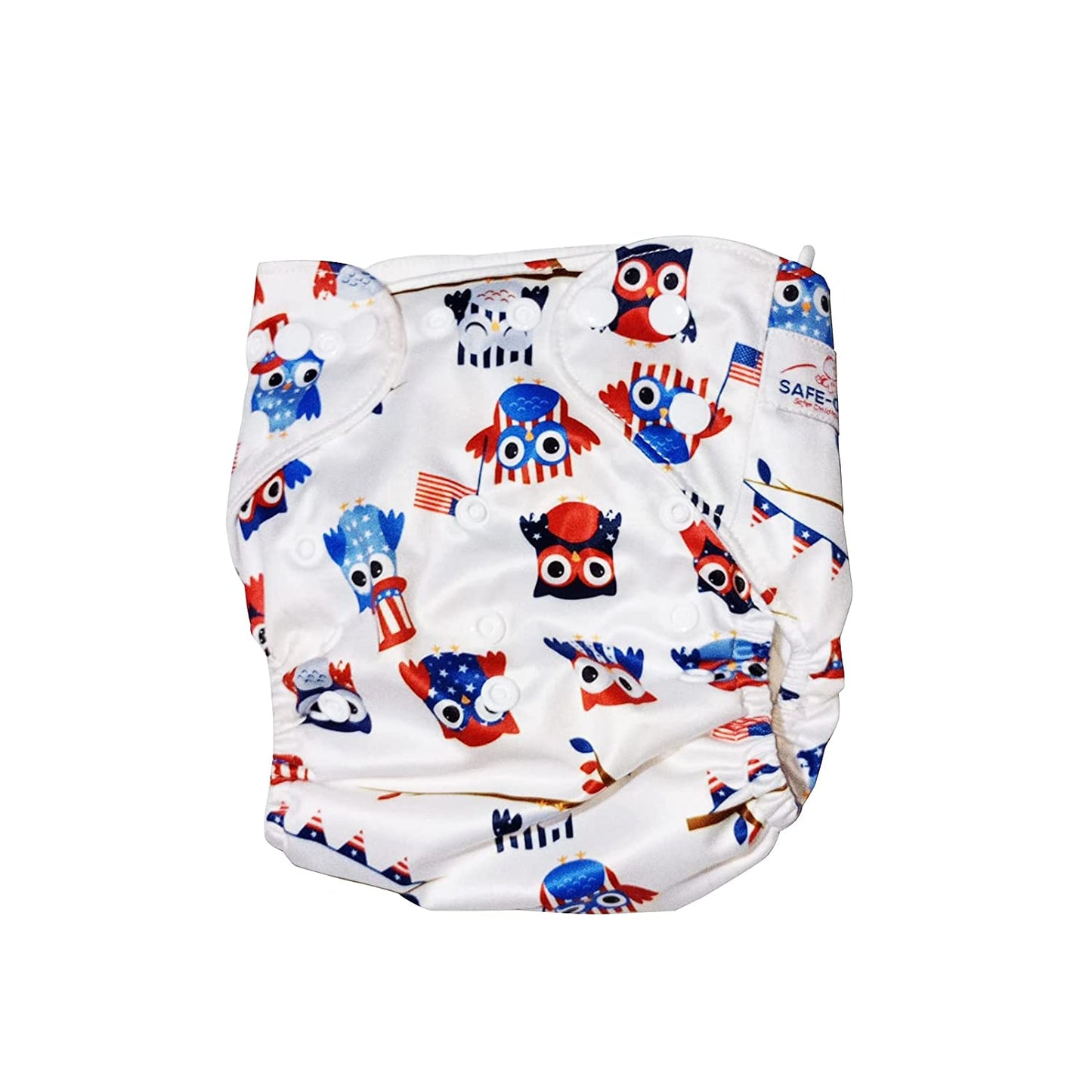 "Safe-O-Kid Reusable Baby Cloth Diaper, Washable Pocket Nappy with Adjustable Snap Buttons White & Blue "