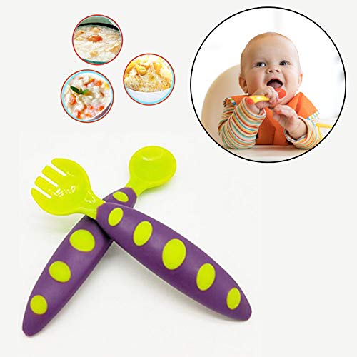 Safe-O-Kid- Spoon & Fork Training Set with Box, Green & Purple