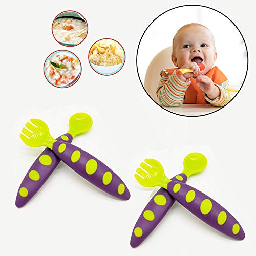 Safe-O-Kid- Spoon & Fork Training Set with Box, Green & Purple