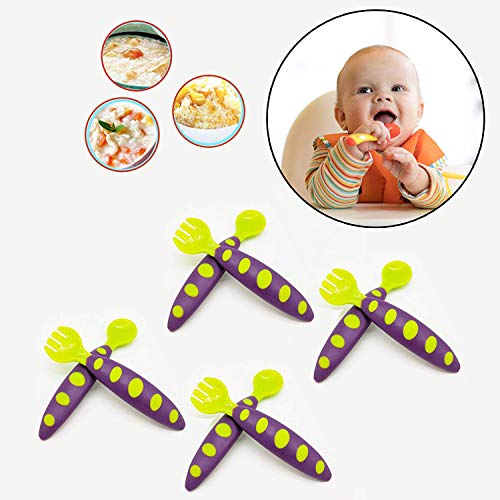 Safe-O-Kid- Spoon & Fork Training Set with Box, Green & Purple