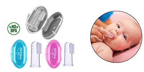 Safe-O-Kid - Mouth Safety - Very Soft Baby Gums and Early Teething Relaxing Finger Brush And Tongue Cleaner
