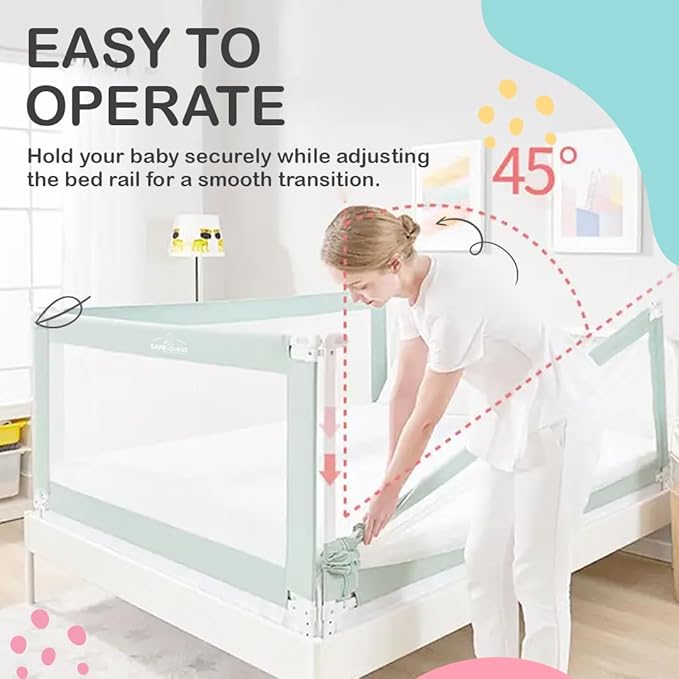 Safe-O-Kid Baby Bed Rail Guard 6ft/182cm with 1 Yr Warranty