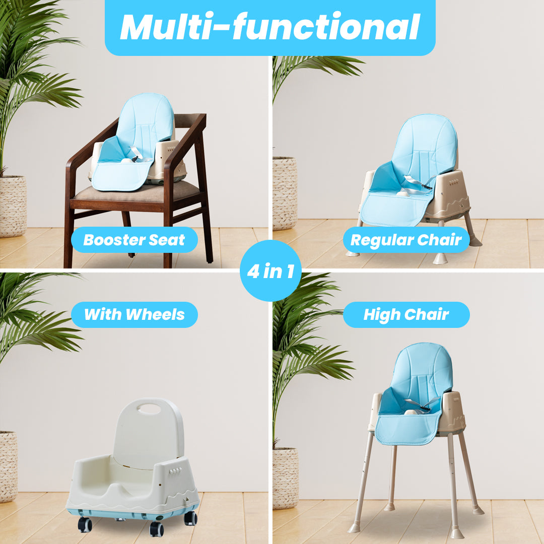 Safe-O-Kid 4 in 1 High Chair with Wheels and Cushion