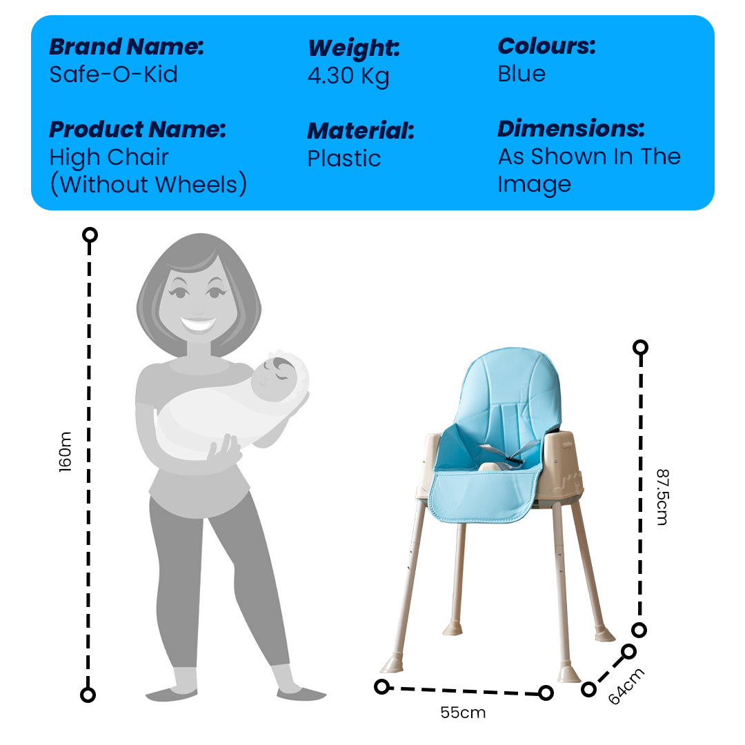 Safe-O-Kid 4 in 1 High Chair with Wheels and Cushion
