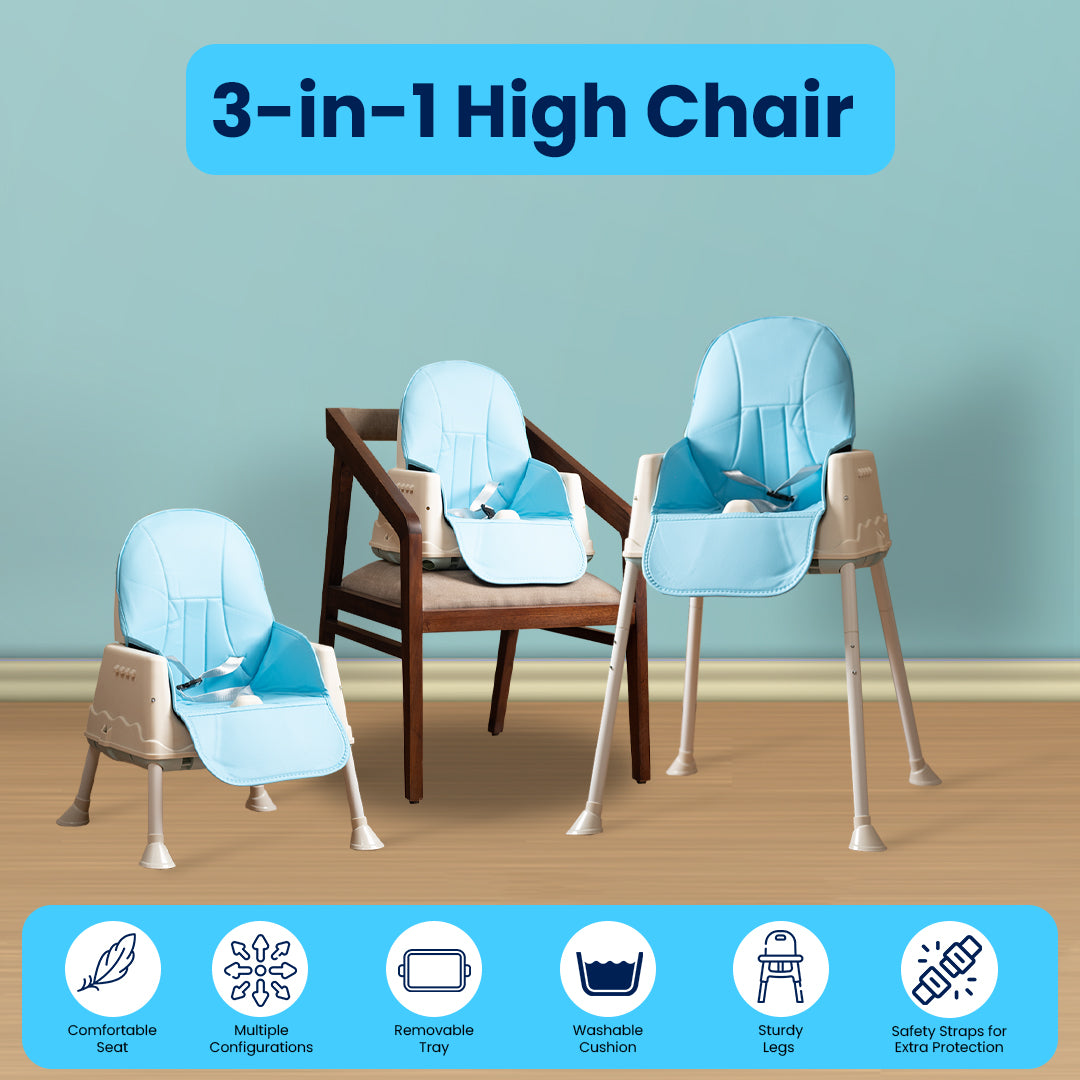 Safe-O-Kid 4 in 1 High Chair with Wheels and Cushion