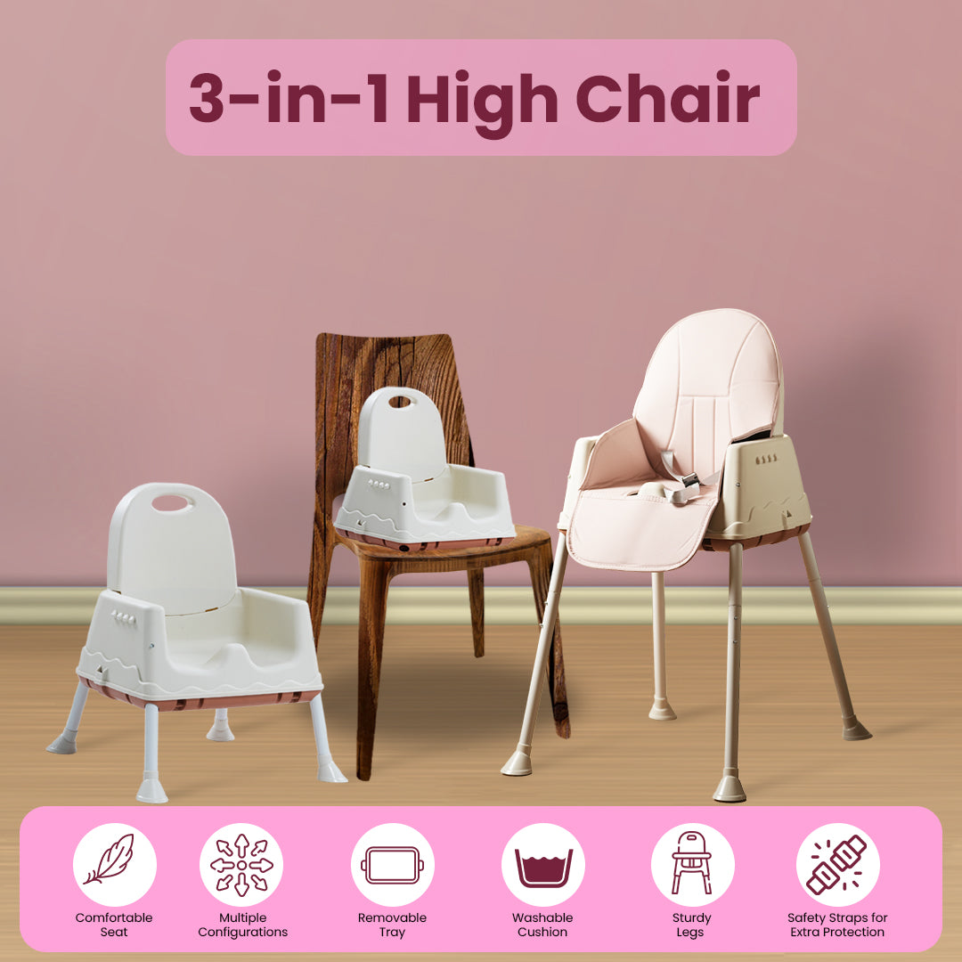 Safe-O-Kid 4 in 1 High Chair with Wheels and Cushion