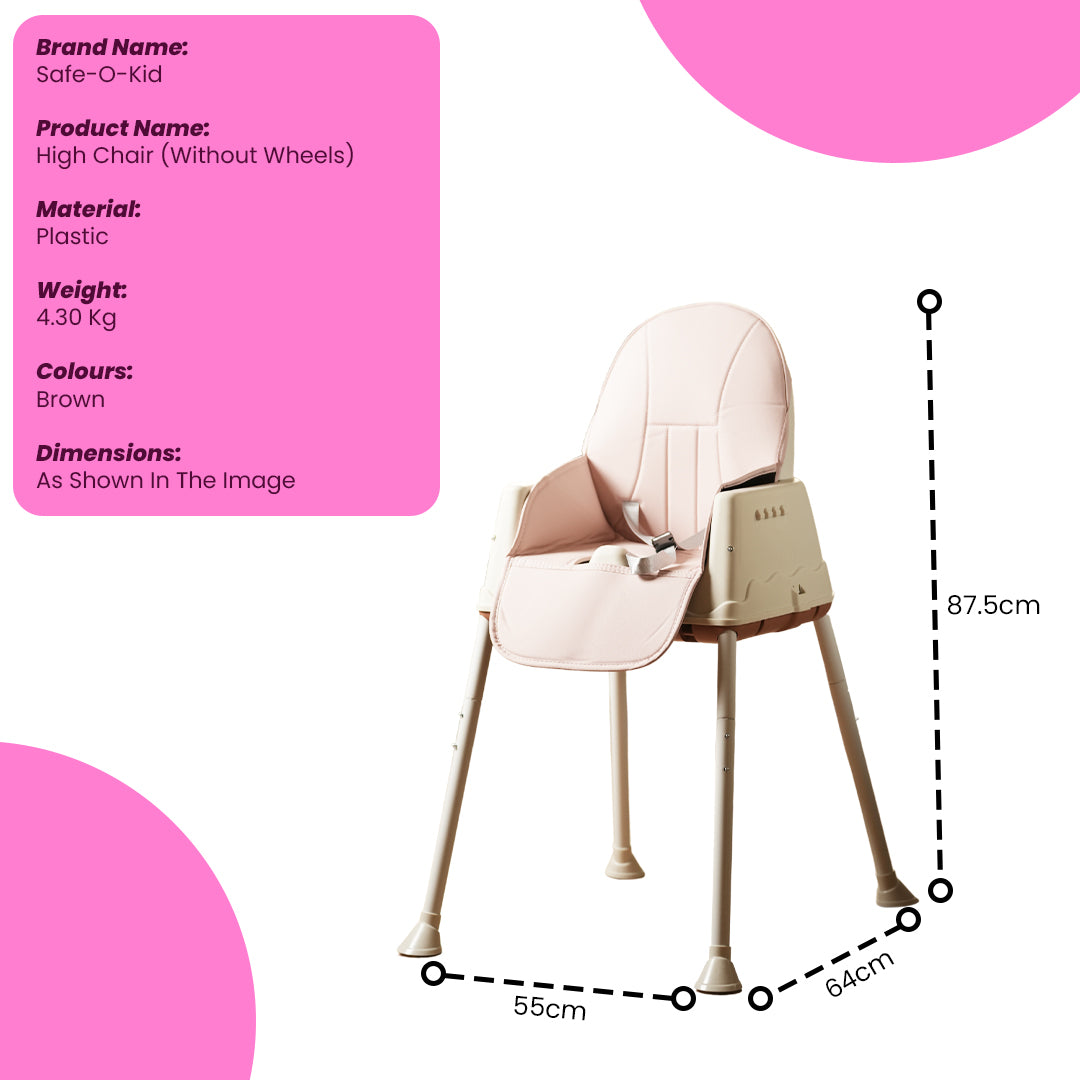 Safe-O-Kid 4 in 1 High Chair with Wheels and Cushion