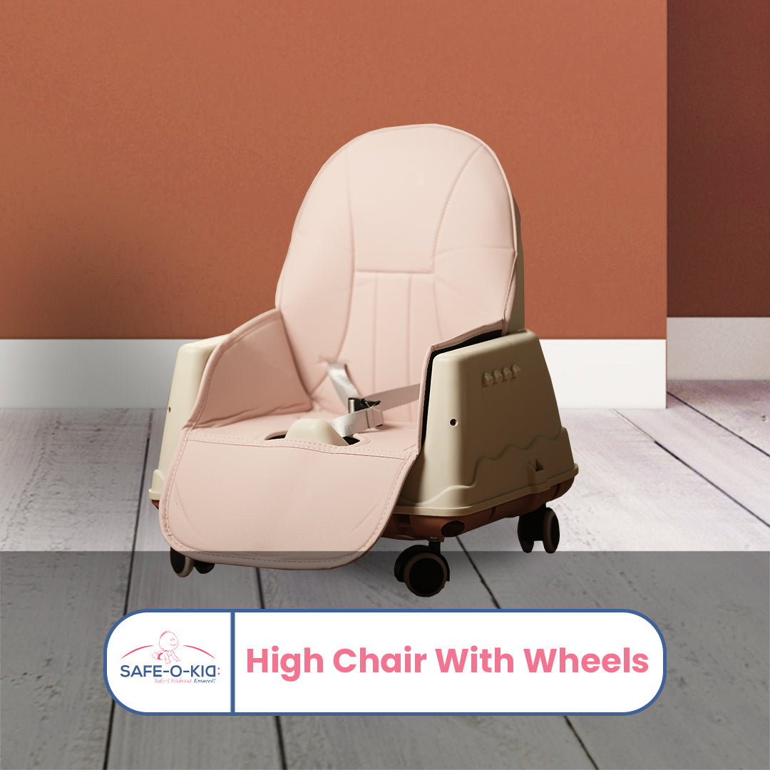 Safe-O-Kid 4 in 1 High Chair with Wheels and Cushion