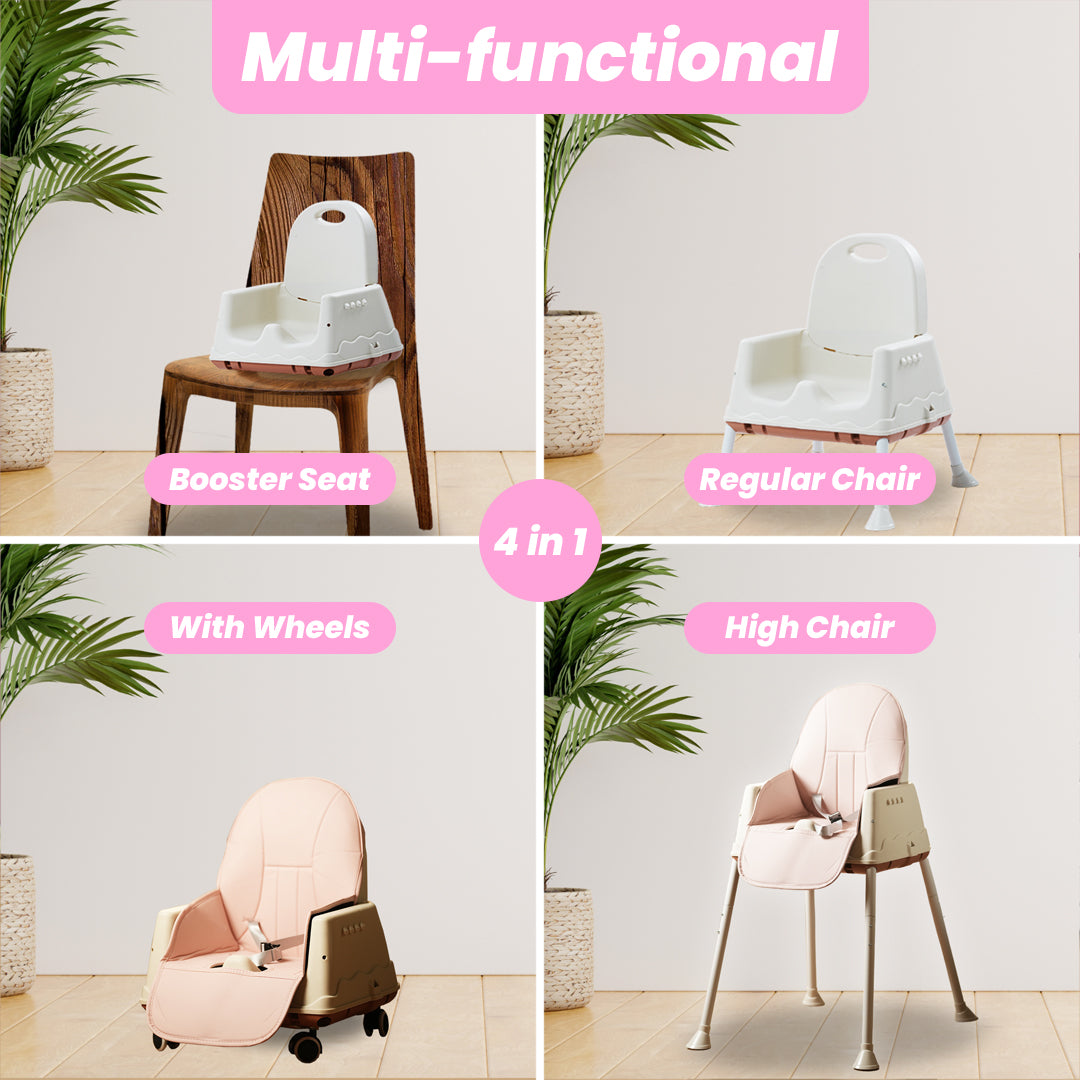 Safe-O-Kid 4 in 1 High Chair with Wheels and Cushion