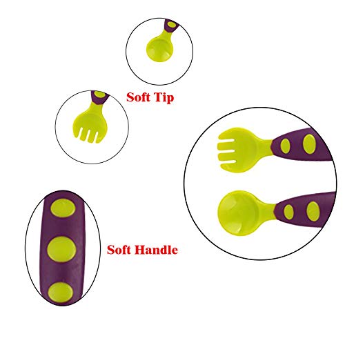 Safe-O-Kid- Spoon & Fork Training Set with Box, Green & Purple