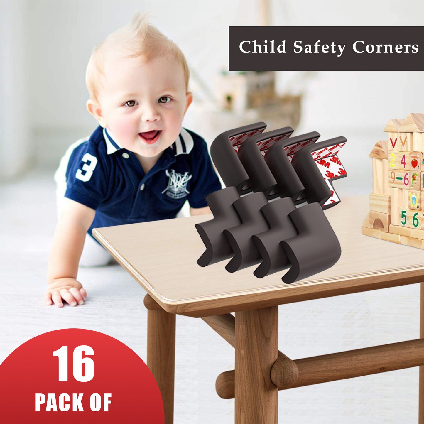 Safe-O-Kid-Baby Safety From Head Injury - High Density U-Shaped Large Nbr Corner Cushions/Guards