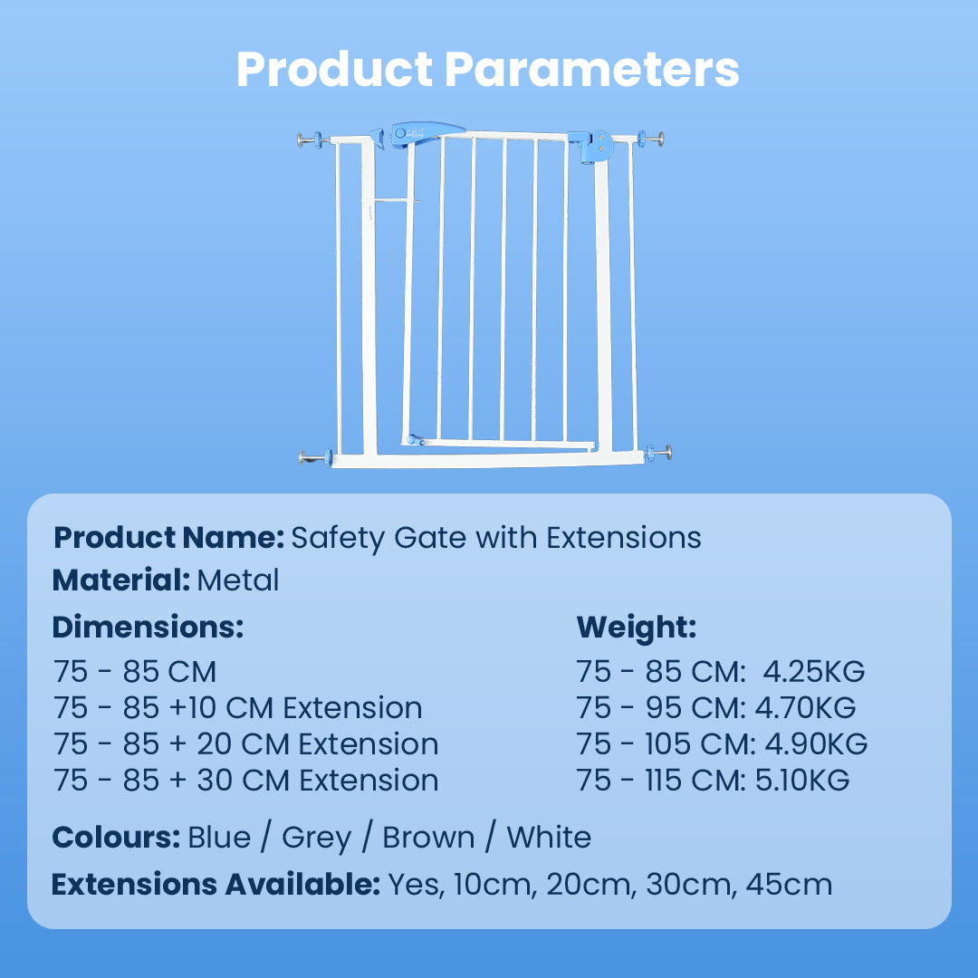Safe-O-Kid Adjustable Baby & Dog Gate, NO Pressure Mounted, 1 Yr Warranty
