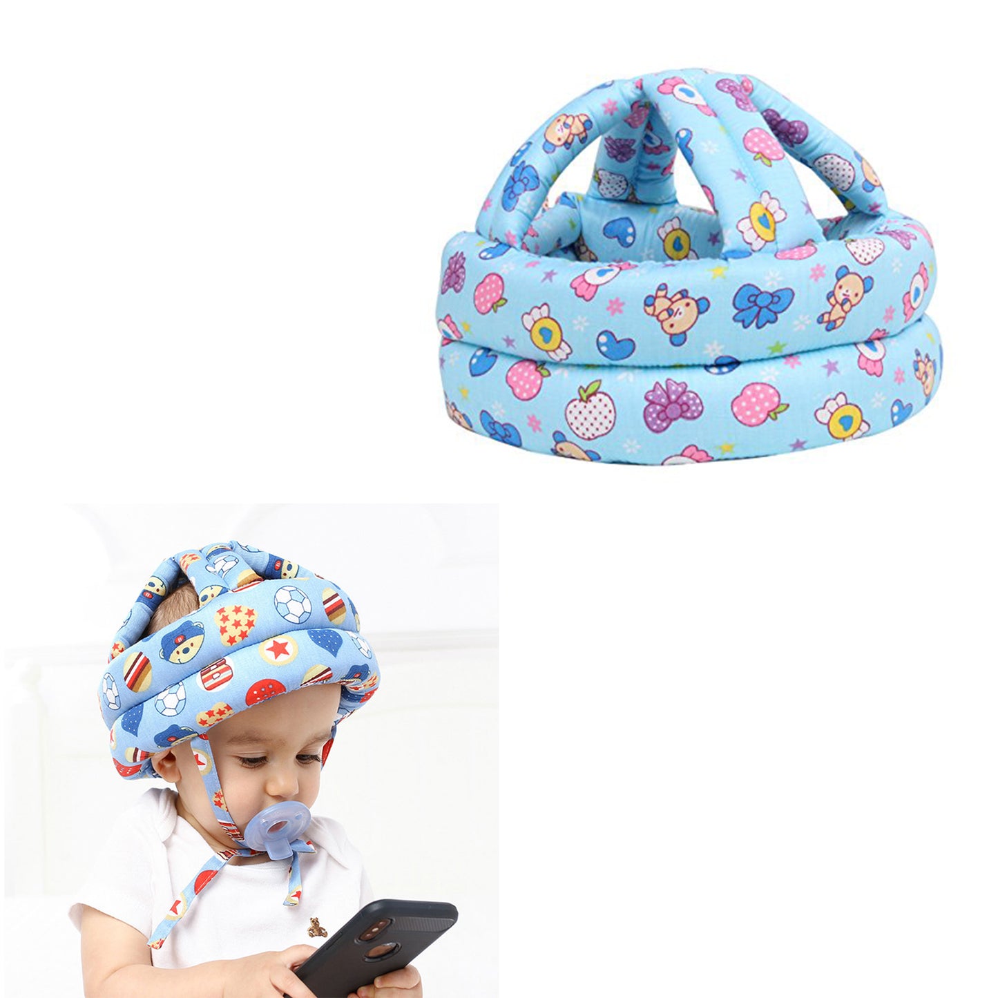 Safe-O-Kid Baby No Bumps Safety Cotton Helmet Head Protection Cushion Bumper, Handguard for Infant/Toddler