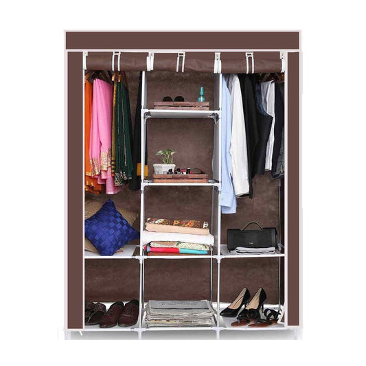 Safe-O-Kid Portable, Closet, Multi-Purpose Foldable Cabinet Wardrobe, Brown, 125*41*160cm