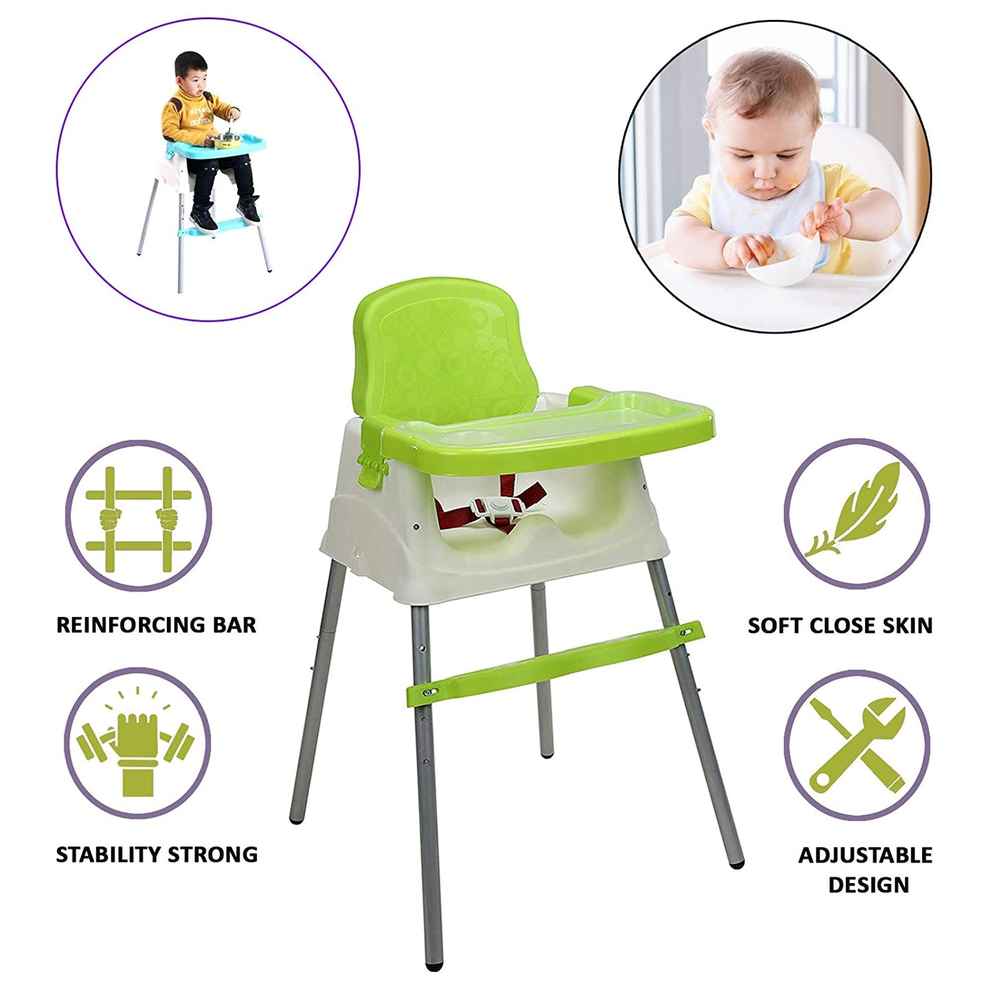 Safe-O-Kid 4 in 1 High Chair with Tray