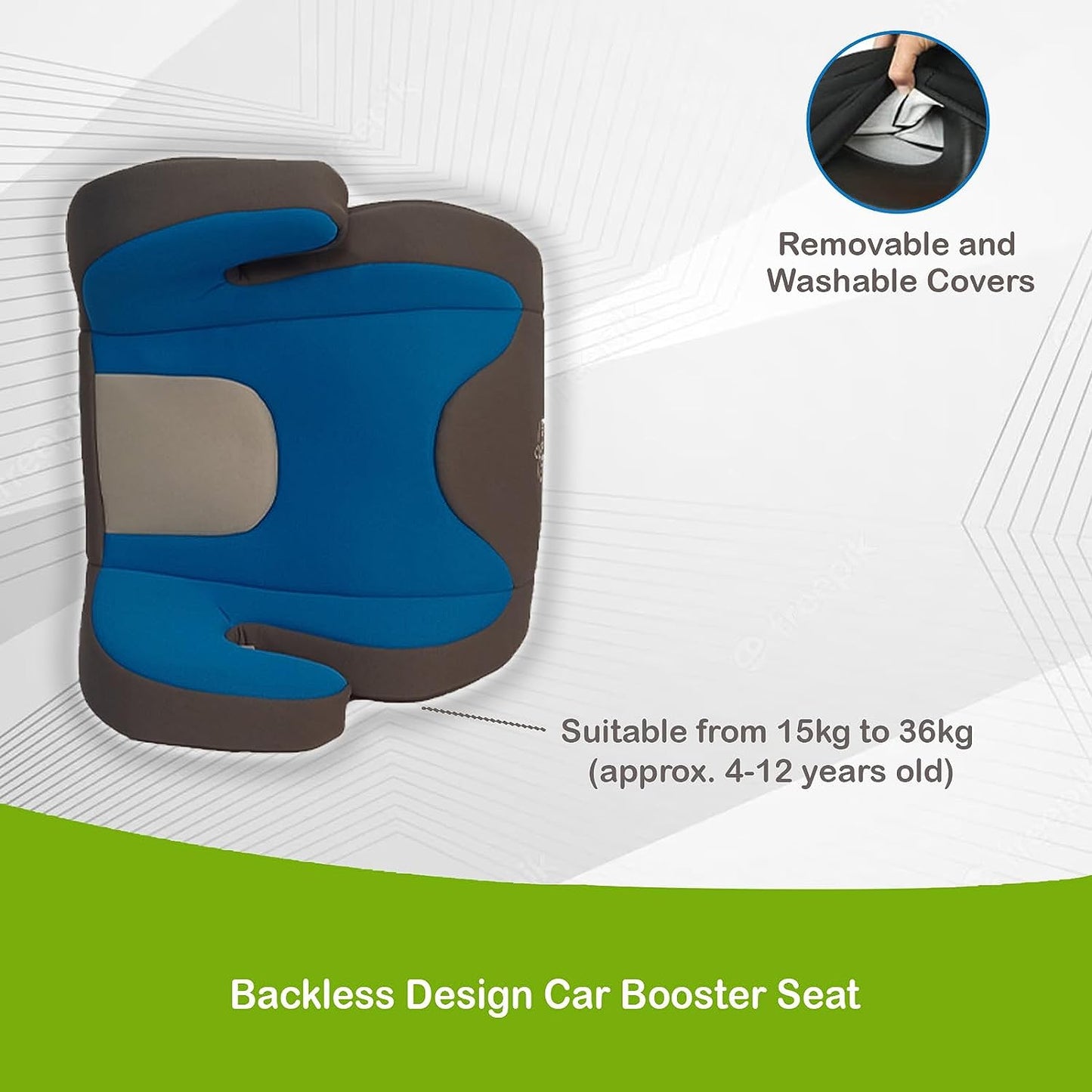 Safe-O-Kid Backless Design Car Booster Seat, Travel Friendly, Plush Padding Seat for Children & Kids from 6 to 12 Years